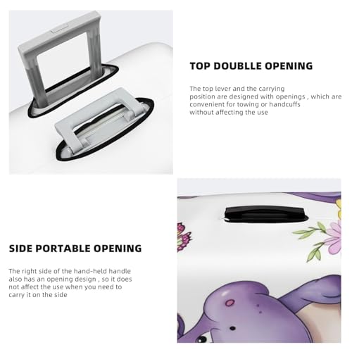 Luggage Cover Protector Washable Stretch Suitcase Protector Butterfly and hippo Suitcase Cover Anti-Scratch Travel Baggage Covers Fits 18-32 Inch Luggage Protectors, Large, Black4