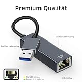 Adapter USB na Ethernet, adapter USB 3.0 na LAN, 1000 Mbps, RJ45, z aluminium i nylonu, kompatybilny z laptopami, MacBook, Surface Book, PC z Windows 11/10/8/7, XP, Linux