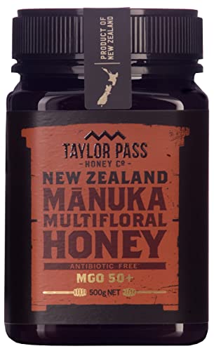 Taylor Pass Honey Co. Miel de Manuka Multifloral MGO50+ | Miel durable de Nouvelle-Zélande | (Manuka MGO50+) (500 g)