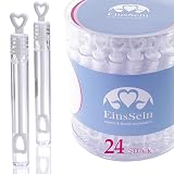 EinsSein 24x Seifenblasen Hochzeit Herzgläschen Box Weiss gastgeschenke für die Hochzeit hochzeits luftblasen Herz verlobung Herzform seifenblase Ideen hochzeitsdeko Mini hochzeitsseifenblasen