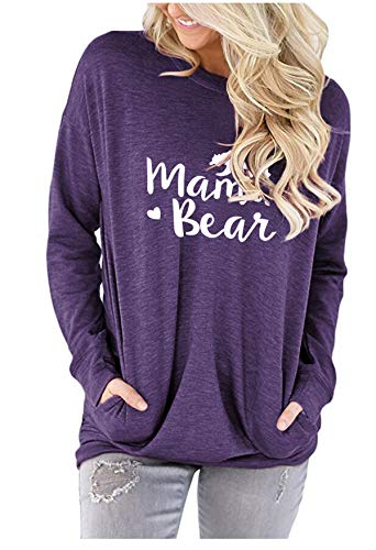 ONLYSHE Womens Crewneck Sweatshirt Casual Loose Fitting Tops Long Sleeve T Shirt