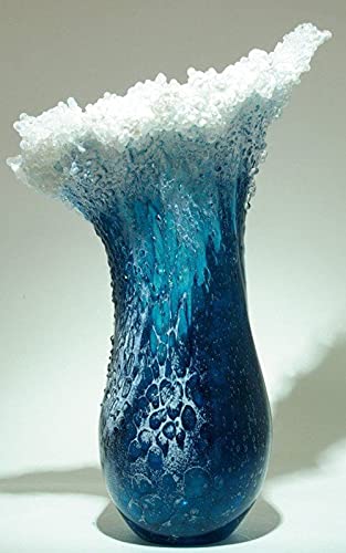 Majestic wavy vase, beautiful ocean wave fused glass resin vase f…