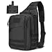Tactical Sling Bag Pack w/Gun Holster Small Military Rover Shoulder Sling Backpack Molle Assault Range Bag Everyday Carry Diaper Bag Day Pack Black