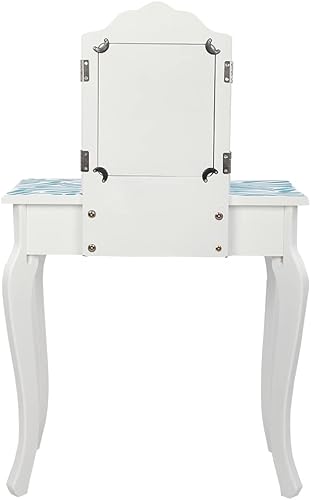 Miniatura 7 de Juego de mesa de maquillaje de princesa para niños, juego de mesa de tocador para niñas, silla y espejo plegable de 3 caras, cajón extraíble con