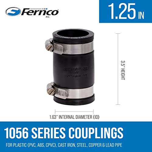 Fernco 1056-125 1-1/4-In. Flexible Pvc Pipe Coupling For Cast Iron And Plastic Plumbing Connections, 2-Pack #TOP2