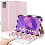 IVEOPPE Funda con Teclado para Lenovo Idea Tab 11' 2025, Touchpad QWERTY Español Ñ, Retroiluminado de 7 Colores Bluetooth Magnéticamente Teclado para Lenovo Idea Tab 11 TB-336ZU TB-336FU, Rosa