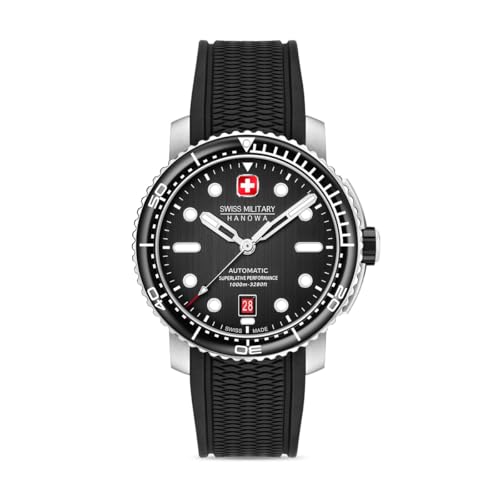 Image of Swiss Military Hanowa SMWGL0002001-SET - Swiss Made Round Black Automatic Watch for Men with Spare Bracelet