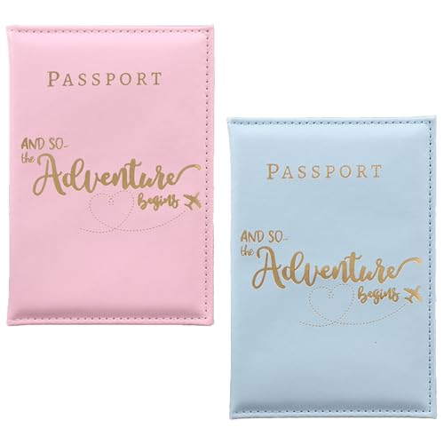 YNR 2 Stücke Reisepasshülle Kunstleder, Passport Hülle, Tragbar Universal Reisepass Schutzhüll, Passport Cover für Kreditkarten, PU Leather Passport Cover Reisepasshüllen für Kreditkarte, Reisepass