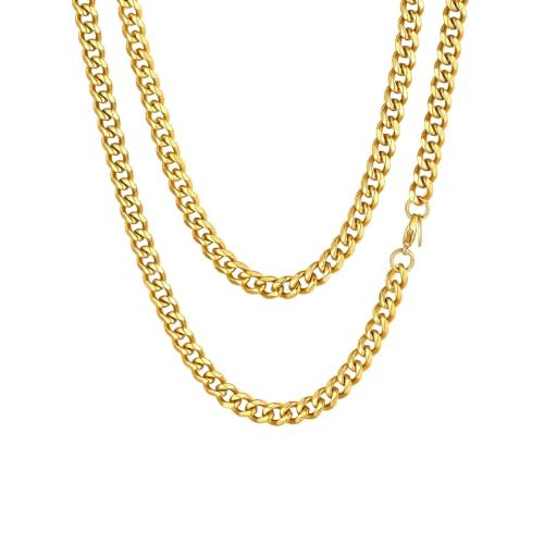 ChainsHouse Miami Cuban Chain Necklace for Men Women, 3mm/6mm/9mm/12mm Width, 316L Stainless Steel/14K Gold/Black Plated, Hypoallergenic Mens Hip Hop