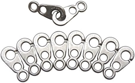 Brummel Hooks - Sister Clips Stainless Steel for 1/8 inch to 1/4 inch Cord. (Stainless Steel, 5 Pair Pack)