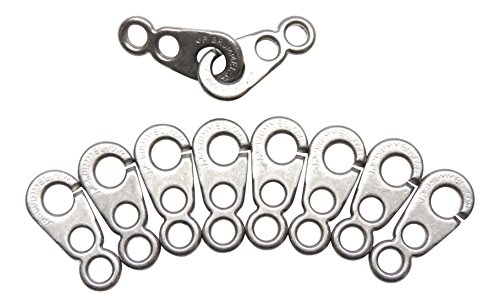 Brummel Hooks - Sister Clips Stainless Steel For 1/8 Inch To 1/4 Inch Cord. (Stainless Steel, 5 Pair Pack) #TOP18
