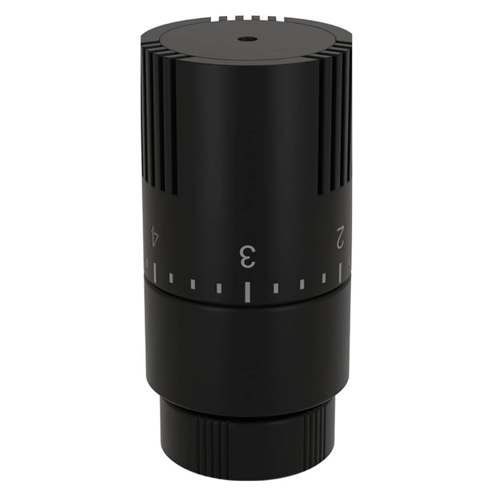 Schläfer 37040300 | Valvola Design Termostatica Nero Opaco per Termosifoni, Testina di Comando per Radiatore Sensibile a liquido, Manopola con Regolazione intervallo Temperatura, Attacco M30x1,5