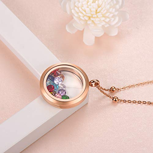 Everlead Locket Necklace, Diy Floating Round Locket Pendant, Living Floating Memory Necklace For Women Friendship Necklace Memory Nostalgic (25Mm) #TOP4