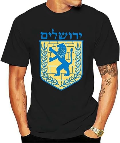 Lion of Judah T-Shirt Israel Jewish Jerusalem Jew Hebrew Tee 2021 Funny Custom Clothing Tops Tee T Shirts Men's Tee Shirts Black Size S