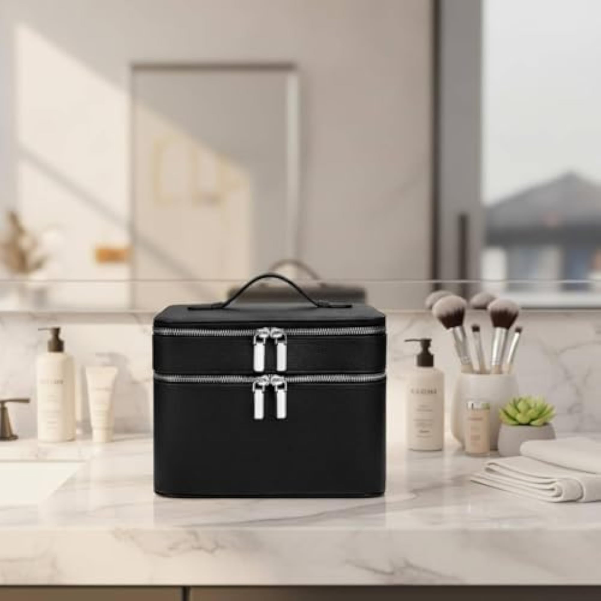 Stain-Proof Portable Cosmetic Train Case for Makeup