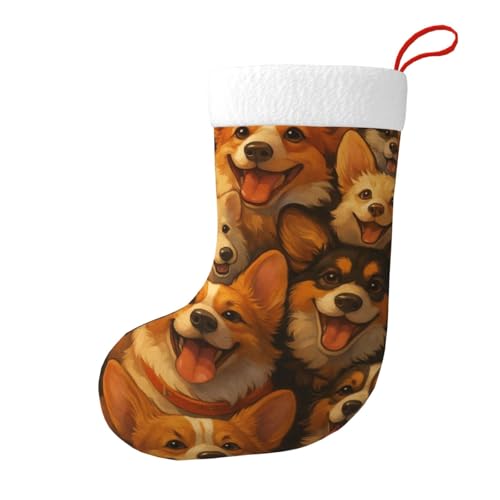 asbwuo Various of Corgi Dogs Christmas Stocking Fireplace Xmas Party Vintage Holiday Decorations