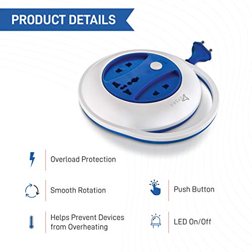 Image of SYSKA PW-0302 Power Wheel Extension Cord Made of Strong ABS Material 4 Meter Long (White-Blue)