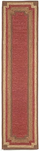 Liora Manne Ravella Casual Border Indoor/Outdoor Runner Rug, 2' X 8', Red and Tan
