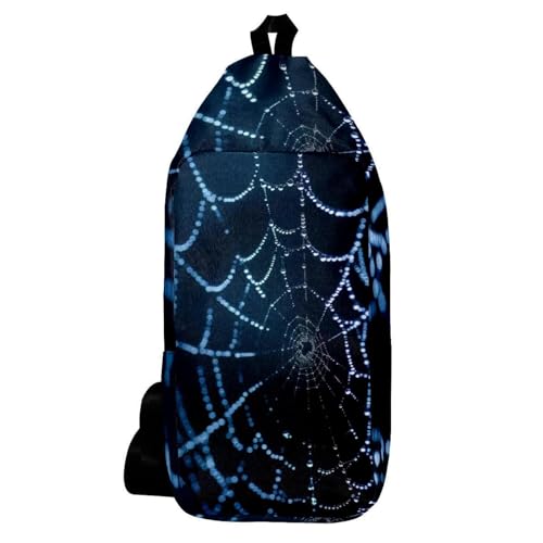 Sac à dos à bandoulière bleu motif araignée petit format sac de poitrine multicolore