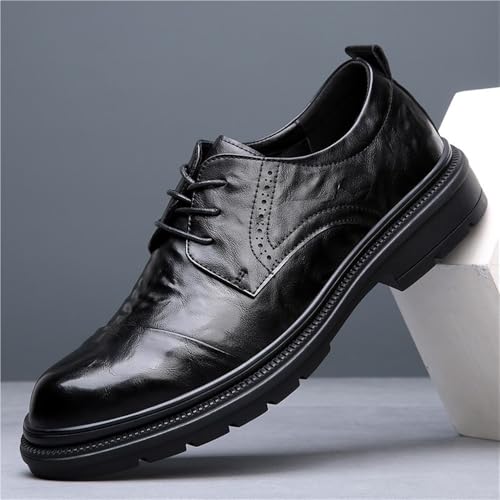 Men's Genuine Leather Chunky Sole Oxfords Spring Breathable Business Casual Dress Shoes British Style Fashion Footwear2