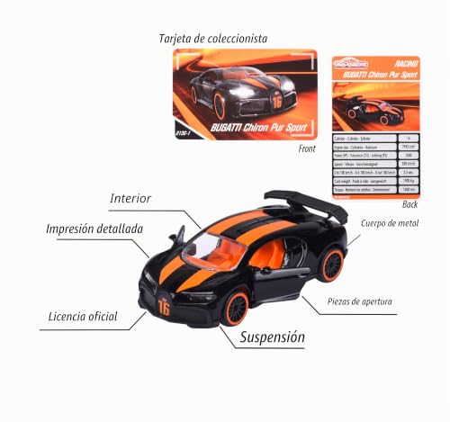 Modelo de coche Bugatti Chiron Pur Sport réplica detallada de metal Majorette 4
