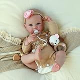 KSBD Realistic Reborn Baby Dolls - 20 Inch Cute Silicone Baby Girl Doll， Lifelike Newborn with Full Vinyl Body， Real Life Baby Dolls with Accessories for 3+ Years Old Kids Gifts
