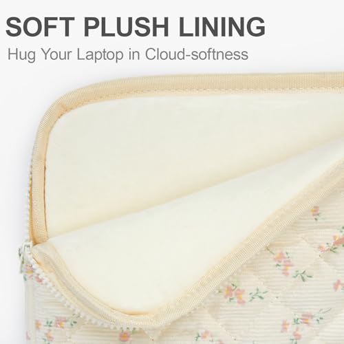 Puffy Laptop Sleeve 13 Inch Cute Quilted Laptop Protective Case Padded Floral Computer Sleeve for MacBook (B-Light Pink, 13 Inch) by BBIQI - Used condition - Image 4