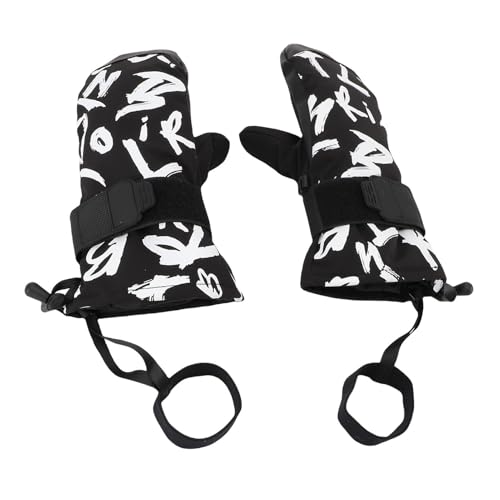 Manoplas de snowboard para niños con muñequeras MENDUNER Black Junior de invierno aisladas 2