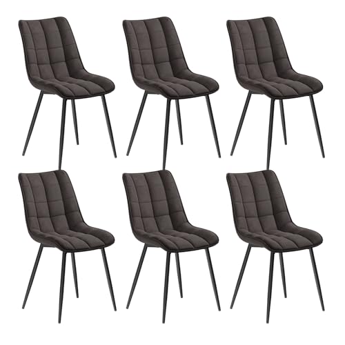 WOLTU Esszimmerstühle 6er Set, für Wohnzimmer Küche Esszimmer, Küchenstühle gepolstert mit Rückenlehne, Sitzfläche aus Stoffbezug, mit Metallbeinen, bis 150 kg belastbar, Dunkelgrau
