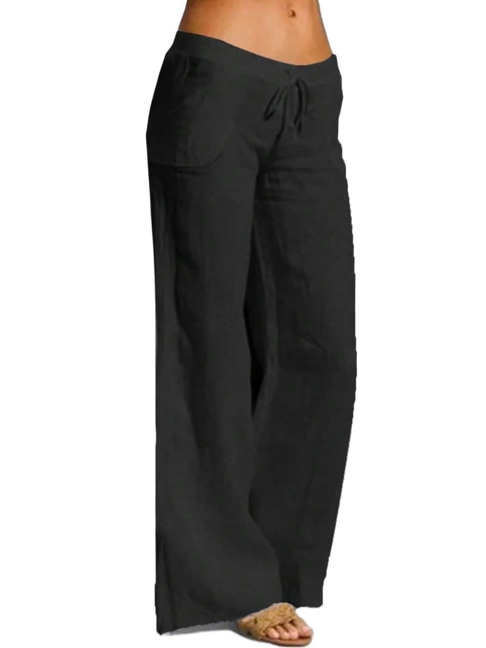 RAISER Womens Business Work Casual Pants Tie-Waist Solid Color Loose Fit Casual Pants With Pockets