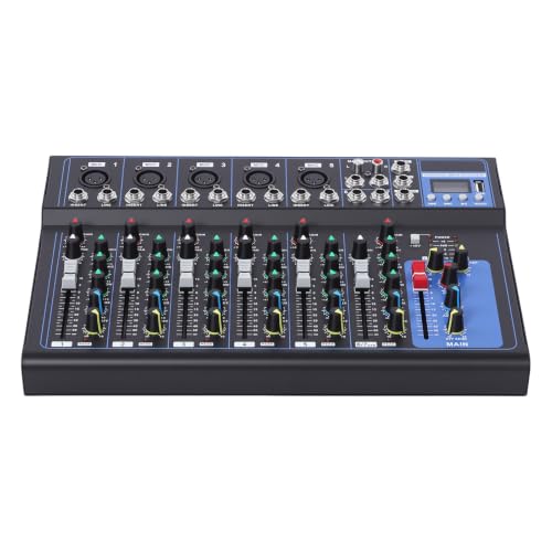 Image of 7 Channel Audio Mixer with Bluetooth, USB, 48V Phantom Power, 3-Band EQ