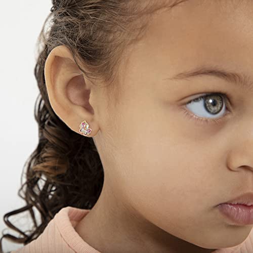 14k Yellow Gold Unicorn Screw Back Earrings for Young Girls & Preteen - Small Magical Multicolor Unicorn Stud Earrings for Little girls - Fun & Fashionable Unicorn Earrings for Kids2