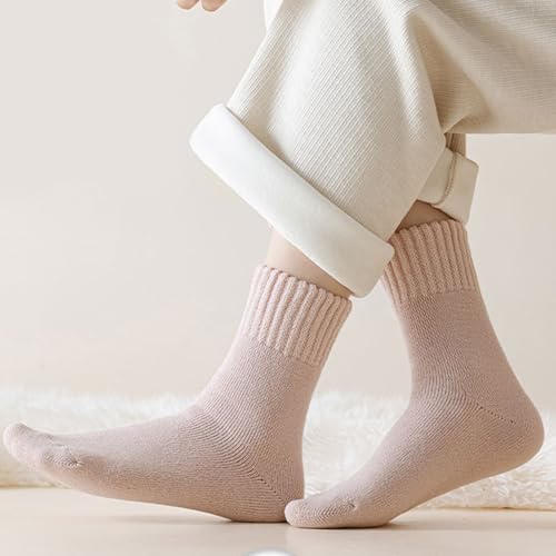 Image of Women's Warm Thick Socks Thermal Plush Winter Casual Cotton Cozy Socks Perfect Gifts for Women