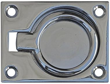 Five Oceans Square Flush Pull Ring Handles, Recessed Boat Hatch Latch Cabinet Flush Mount Lifting Ring Pull Handle 1-7/8" x 2-7/16" - FO609