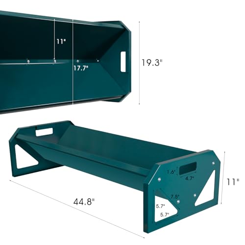 Solution4Patio Portable 45" Long Galvanized Steel Livestock Feeding Trough, Heavy-Duty Large Capacity Feeder, Easy to Clean, for Calves, Sheep, Horses, Alpacas and Goats, Cyan Color - Thumbnail 7