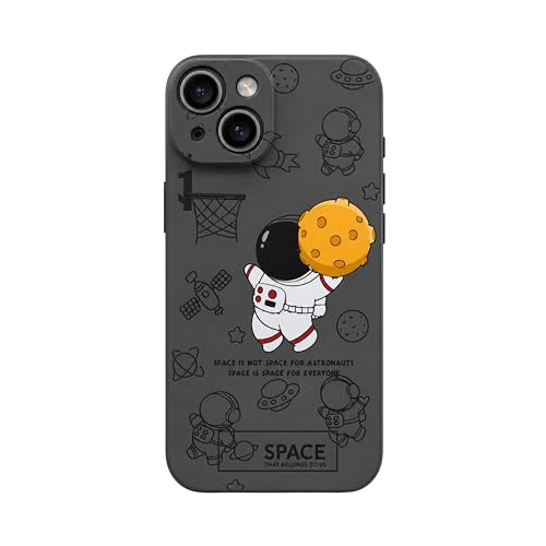 Image of Cosmic Silicone Astronaut Case for iPhone 13 Mini, Cute Soft Touch Designer Protective Cover, AstroShield Shockproof Defense with Matte Anti-Slip Grip | Astro Midnight