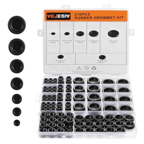 Yejesiy 210PCS Rubber Grommet kit, Premium 7 Sizes Rubber Grommets for Wiring, Automotive, Home...