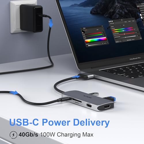 Estación de acoplamiento para MacBook Pro Air con HDMI dual 4K 60Hz y 3 USB 3.0 6