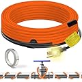 Lenotos Heat Tape for Water Pipes, 30FT Heat Cable for Pipe Freeze Protection, 120V Electric Self Regulating Heating Trace with Thermostat for RV, Outdoor Plumbing, Roof