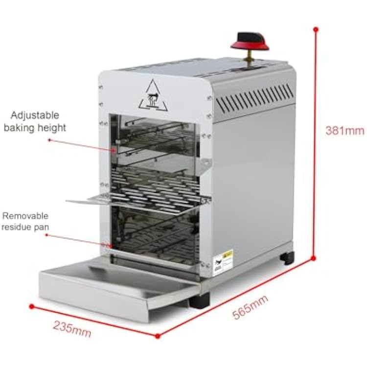 Small Stainless Steel Gas SteakGrill Portable Steak Broiler & Sear Station, Outdoor Salamander BBQ with Pizza Stone,