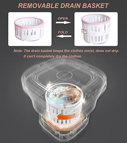 Portable Washing Machine Mini Washer With Drain Basket, Foldable Small Washer For Underwear, Socks, Baby Clothes, Towels, Delicate Items (Pink) #TOP5