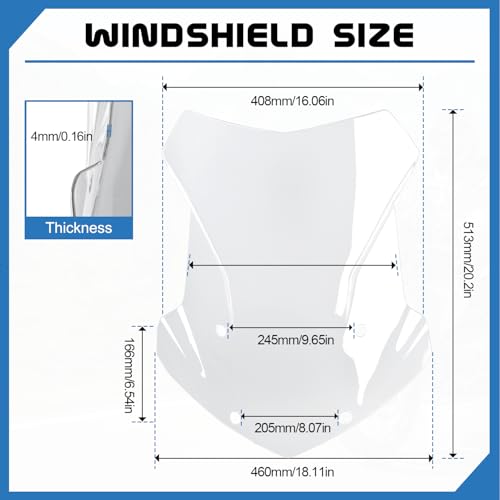 Motorcycle Windshield Deflector Windscreen Fit for R1200GS/Adventure 2013-2019 R1250GS 2018-2023 R1250GS Adv 2018-2024 Wind Shield Screen Flyscreen, Transparent by WOLFLINEMOTO - Image 9