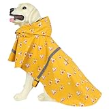 HAPEE Dog Raincoats for Large Dogs with Reflective Strip Hoodie,Rain Poncho Jacket for Dogs (E5-Yellow River, XL(Back Length 24'))