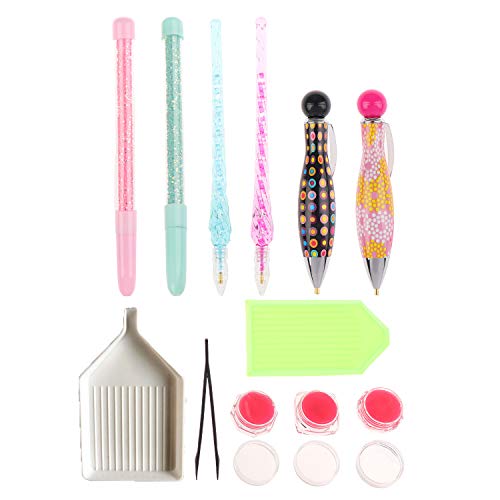 12 Pieces 5D Diamonds Painting Tools and Accessories Kits with Diamond Painting Pen and Glue Clay Diamond Embroidery Box for Adults or Kids DIY Art