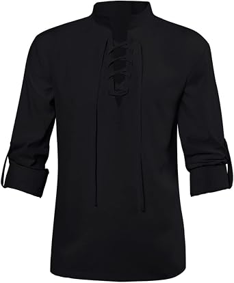 Mens Pirate Shirt Costume Vampire Renaissance Victorian Gothic Shirt Ruffled Medieval Steampunk Tops Clothing