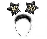 Geburtstagszubehör. PartyDeco Haarreif mit Nummer 30, schwarz/gold