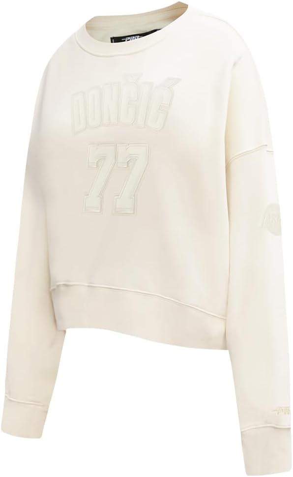 Pro Standard Womens NBA Los Angeles Lakers Luka Doncic #77 Neutral Player Crewneck Sweatshirt Eggshell M - Image 3
