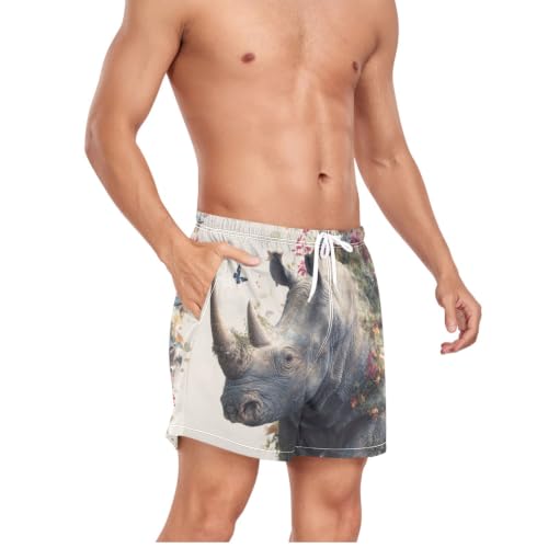 Bañador de secado rápido con estampado 3D de rinoceronte para hombre 5