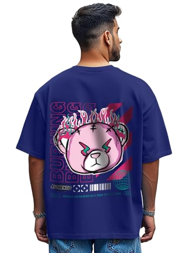 Image of Veirdo Cotton Drop Shoulder Round Neck Oversized Baggy Fit Front & Back Graphic Printed Half Sleeve T-Shirt Men (Available in from S to 2XL)