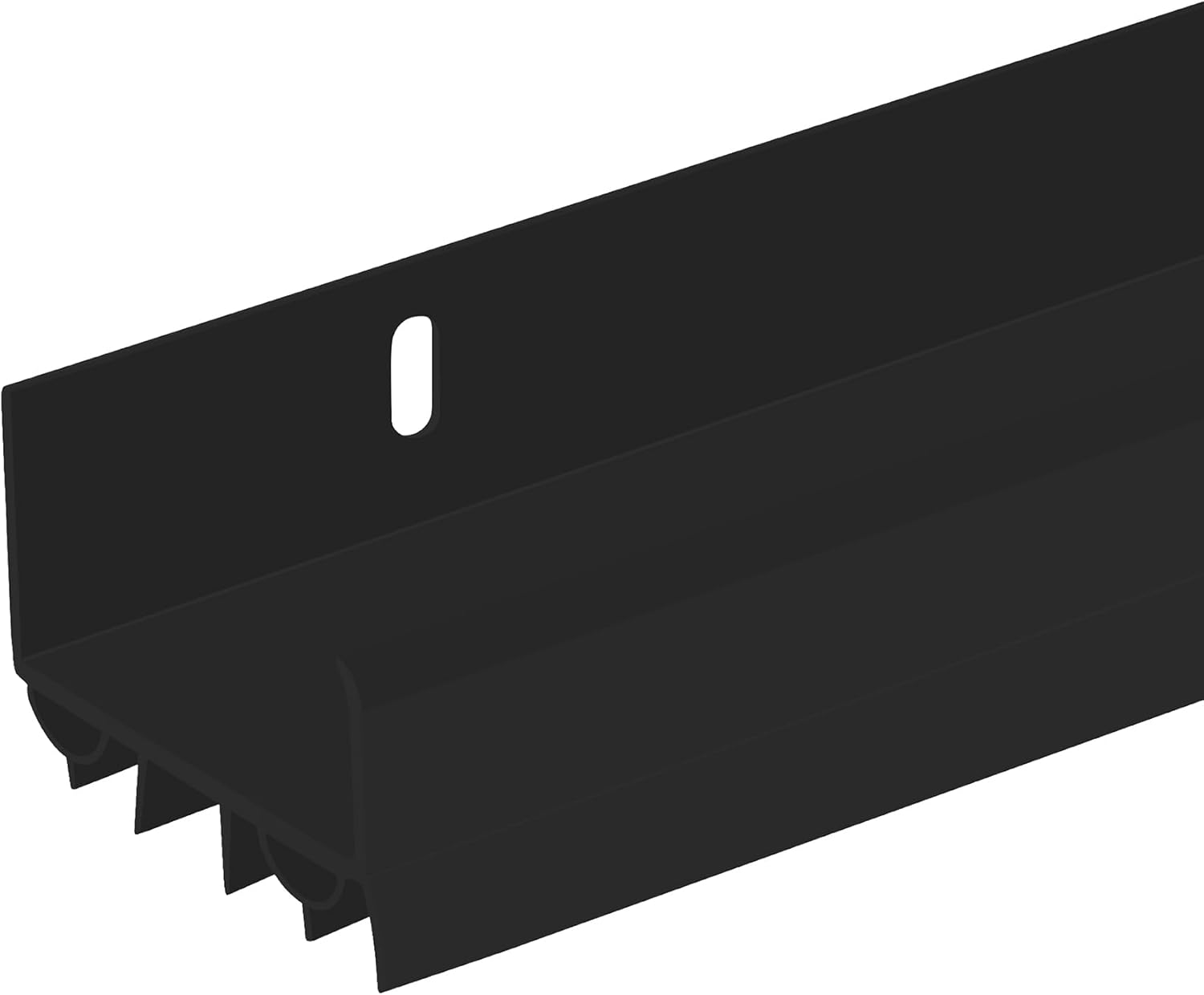 PVC Slide-On Door Bottom | Adjustable Plastic Weatherstrip Door Bottom with Drip Cap | 3 Feet (36-Inch) | for 1 3/4” Doors | Black | Fits Gaps 3/8” to 7/8” | Made in The USA